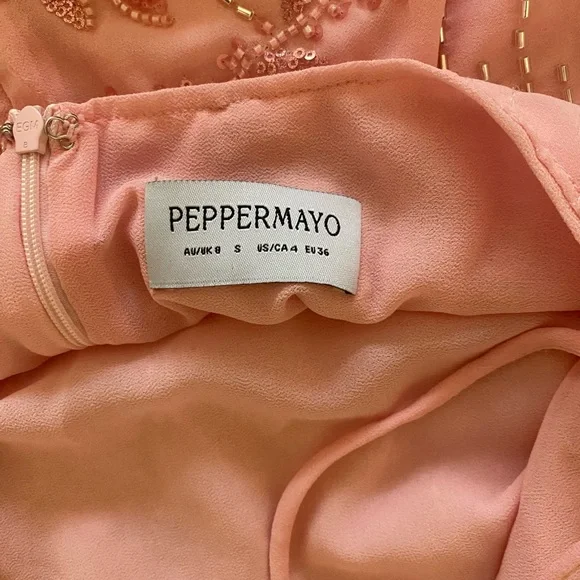 Peppermayo Vietta Sequin and Beaded Pink Floral  Mini Dress - Picture 5 of 5